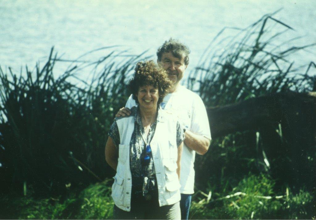 Tim Symonds and Lesley Abdela in the African bush
